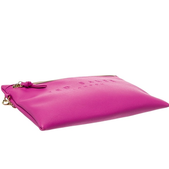 Ted Baker London Fuchsia Vinyl Deboss Wristlet Pouch NWT - Picture 2 of 6